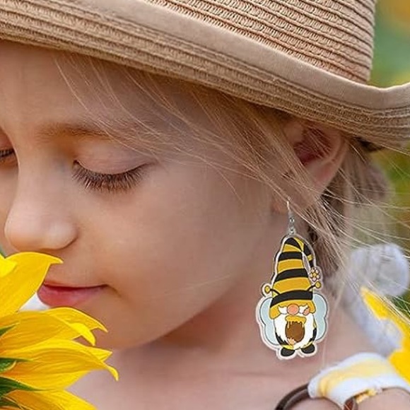 Acrylic Honeybee Gnome Earrings - Picture 5 of 7